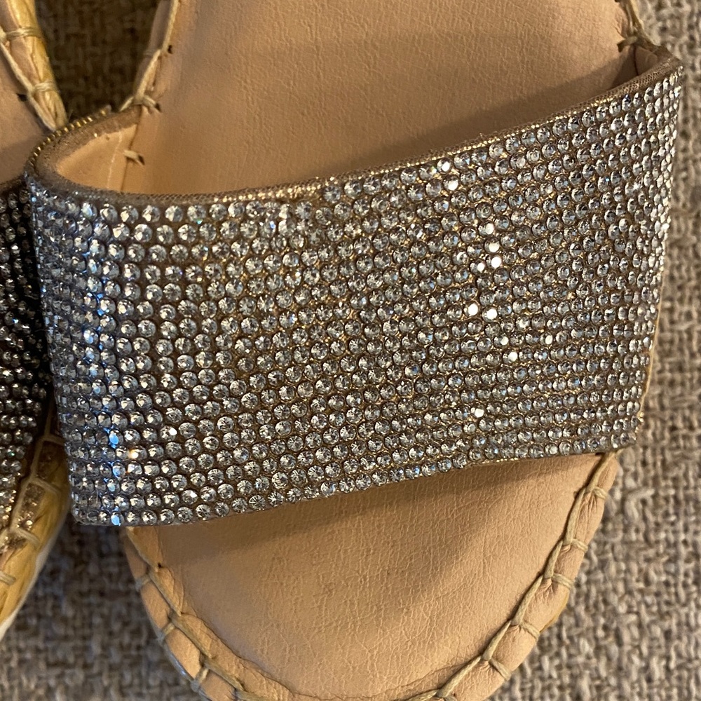 Alex Marie Rhinestone Espadrille Wedge Sandals Tan Ankle Strap Size 6.5M - Picture 11 of 15